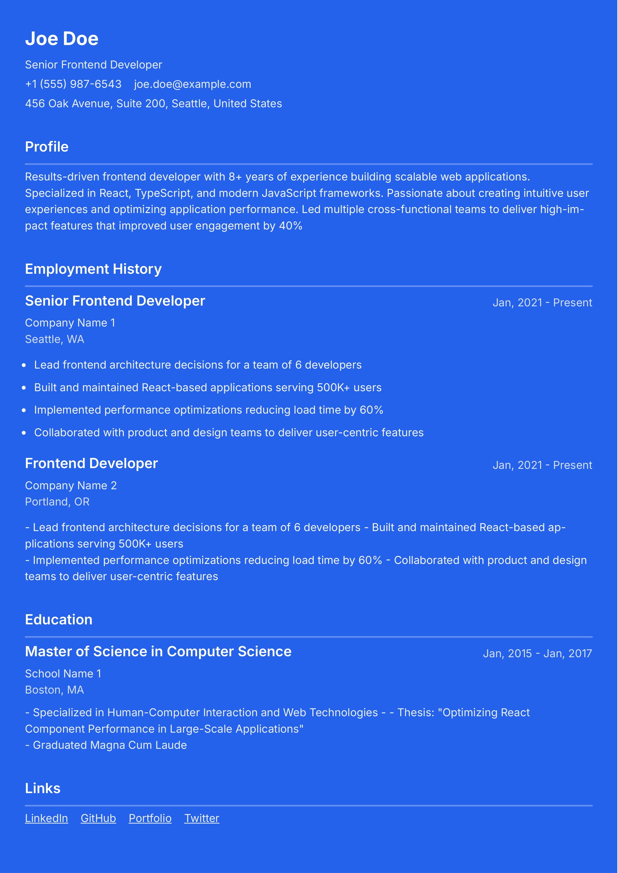 Statement resume template preview